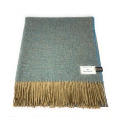 100% Wool Blanket/Throw/Rug Muted Blue and Brown Mixed Weave